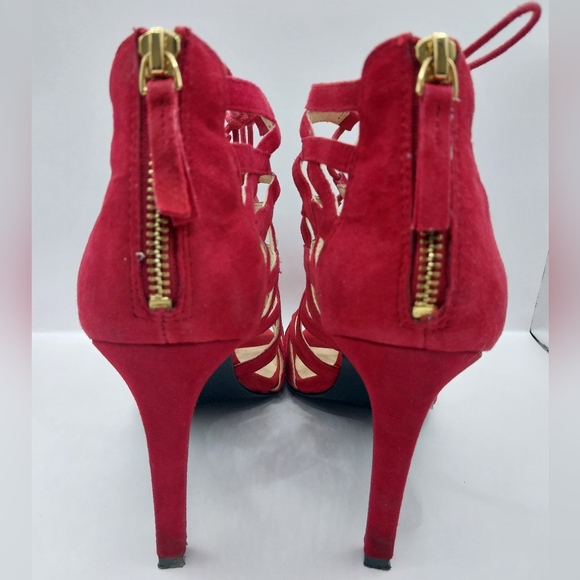 Nine West Red Suede authority Lace Pumps 8.5 - Picture 6 of 8